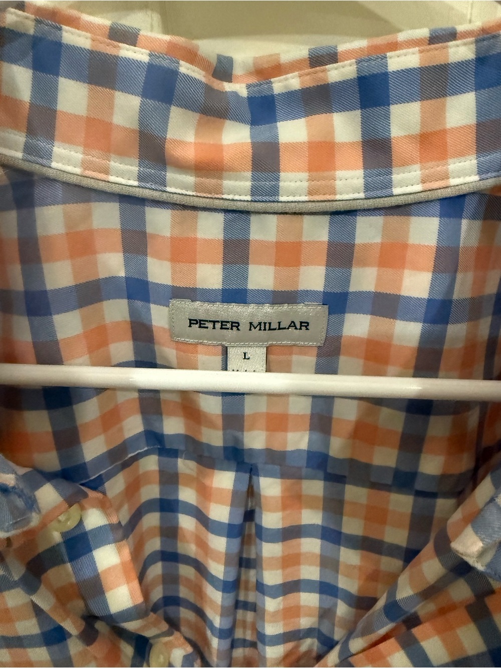 Peter Millar Mackinac Men’s L Plaid Stretch Button Down Golf Sport Shirt Blue - Picture 3 of 5